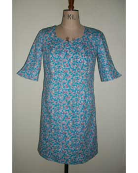 Light Blue Floral Cotton Poplin Dress